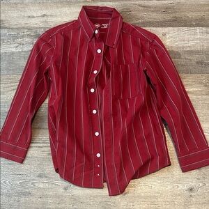 Wonder Nation Red and White Striped Button-Down Shirt